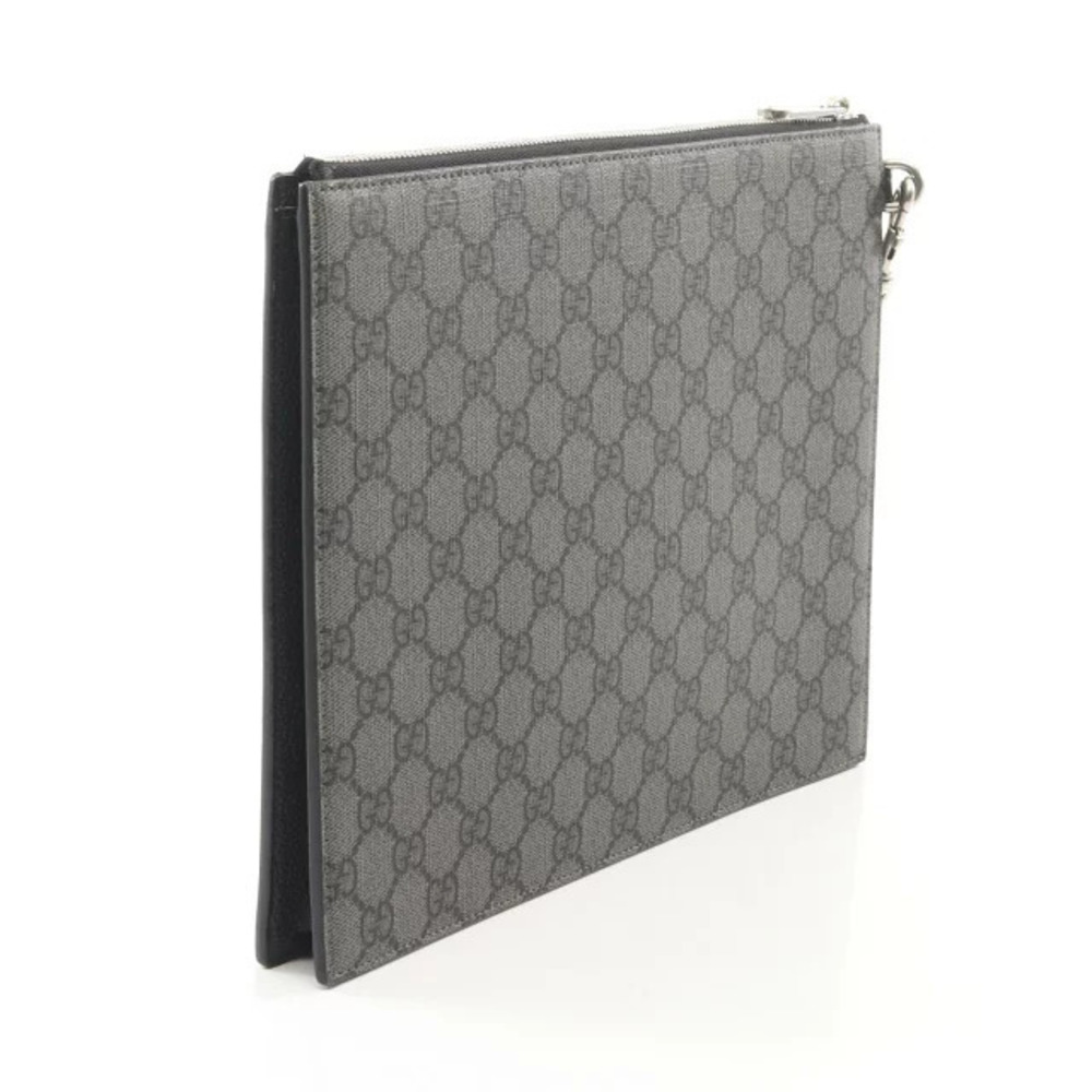 Gucci Supreme Leather GG Black Gray Bag Shoulder Canvas Black Gray